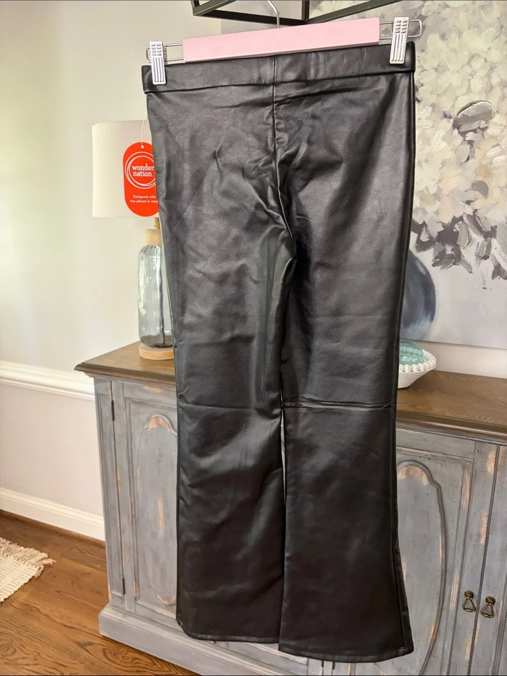 Black Faux Leather Wide-Leg Pants